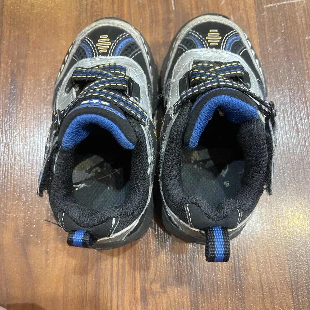 Skechers Shoes Falcon SKX Super Z Strap Boys Youth Size 6 Black Gray Blue Yellow